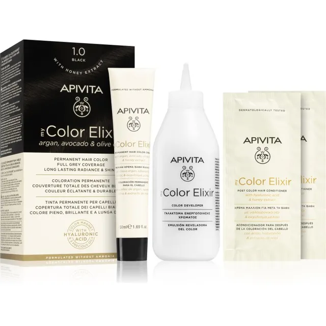 Apivita My Color Elixir Juuksevärv ammoniaagivaba varjund 1.0 Black 1 tk