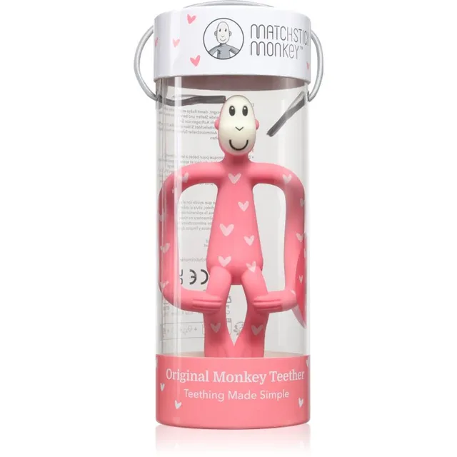 Matchstick Monkey Teething Toy and Gel Applicator närimismänguasi kaks-ühes pintsliga Hearts Pink 1 tk