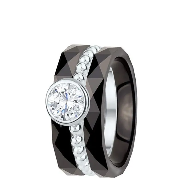DONDELLA Ceramic Diamond Ring (8mm) 19