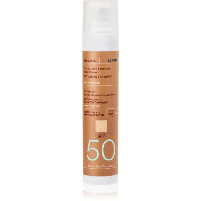 Korres Red Grape Tinted Daily Sunscreen Tooniv päevituskreem ühtlase nahatooni jaoks SPF 50 50 ml