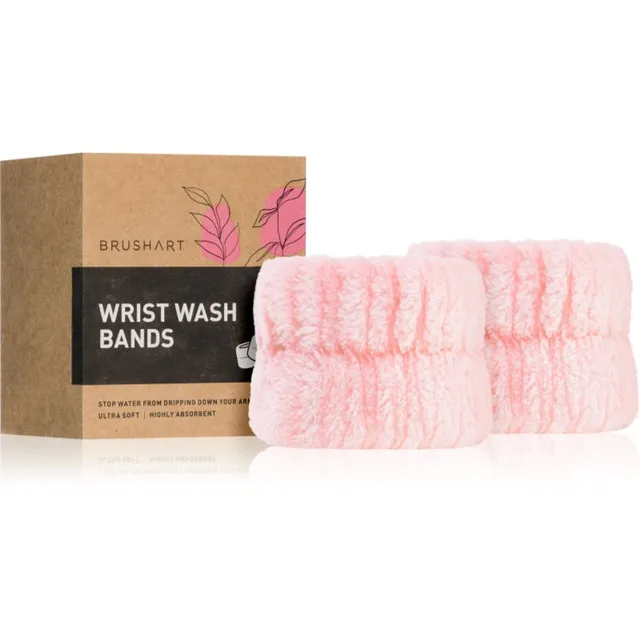BrushArt Home Salon Wrist wash bands vee allavoolamise vastased randmeümbrised näo pesemiseks Pink 2 tk