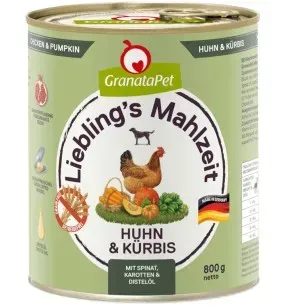 Liebling´s Mahlzeit TERAVILJAVABA konservtoit koertele KANALIHA (65%) ja KÕRVITS koos SPINATI, PORGANDITE ning OHAKAÕLIGA
