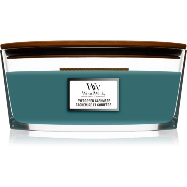 Woodwick Evergreen Cashmere lõhnaküünal puidust taht (hearthwick) 453.6 g