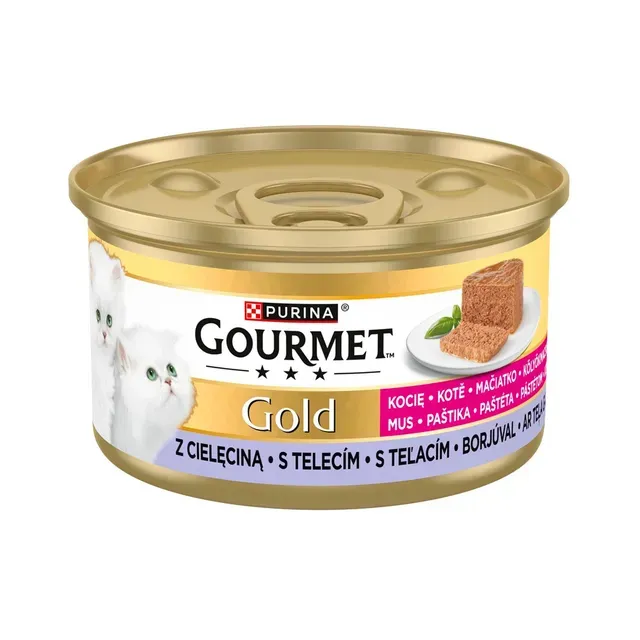Täissööt. Kassikonserv Kitten vasikalihaga, GOURMET GOLD, 85g