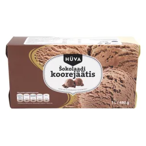 Hüva shokolaadi koorejäätis 1L/480g