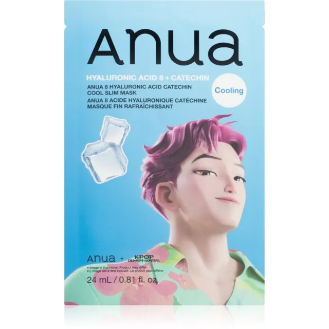 Anua K-Pop Demon Hunters Hyaluronic Acid 8 + Catechin Niisutav näo lehtmask jahutava toimega 23 ml