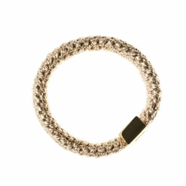 DARK Fat Hair Tie W/Gold