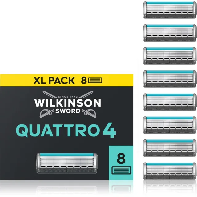 Wilkinson Sword Quattro Essential 4 Titanium Sensitive Asendusterad 8 tk