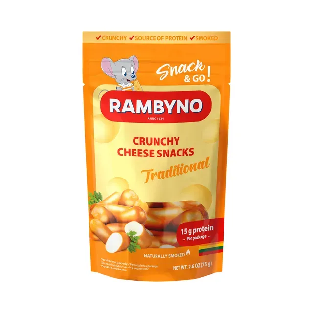 Suitsutatud sulatatud juustu snäkid 45%, RAMBYNO, 75 g