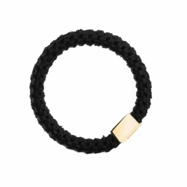 DARK Fat Hair Tie W/Gold