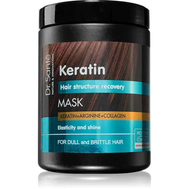 Dr. Santé Keratin Süvapuhastav taastav ja toitev mask habrastele ja tuhmidele juustele 1000 ml