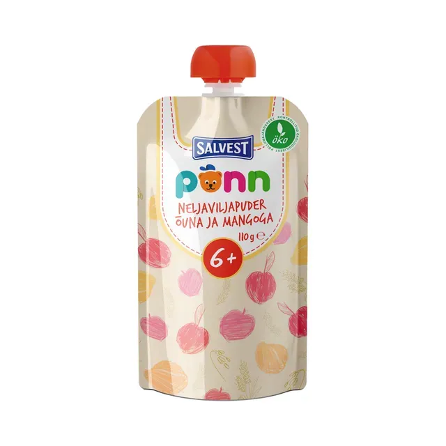 Neljaviljapuder õuna ja mangoga, 6+, PÕNN, 110g