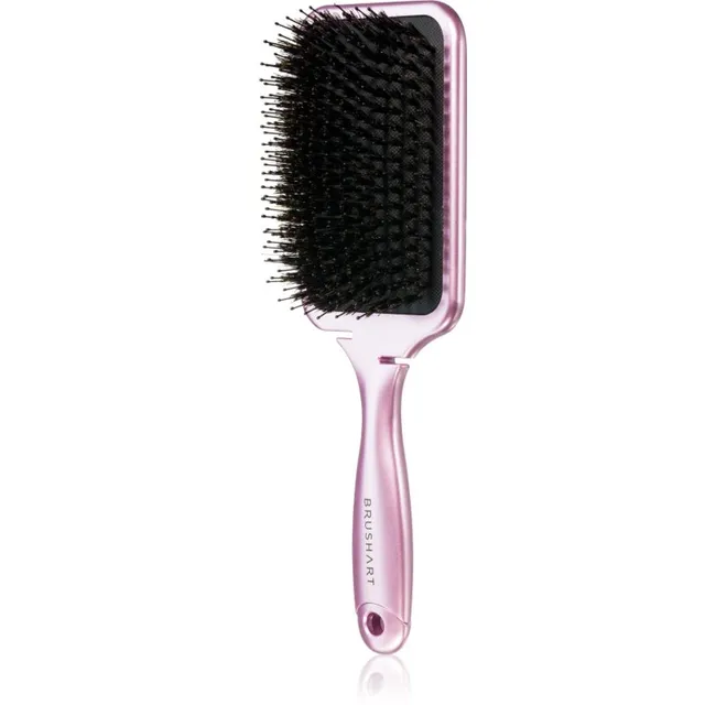 BrushArt Hair Boar bristle paddle hairbrush Juuksehari metssea harjastega Metalic Pink 1 tk
