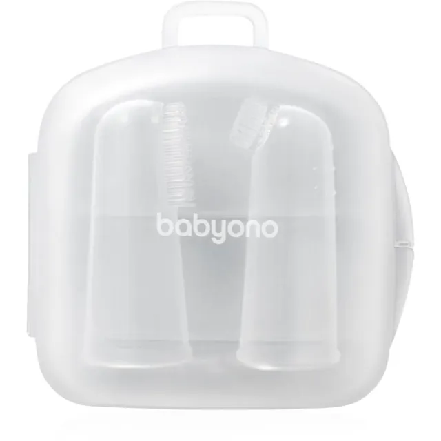 BabyOno Silicone Toothbrush Silikoonist sõrmehambahari lastele koos ümbrisega 0m+ 2 tk