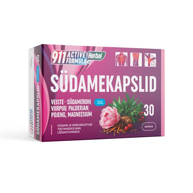 911 ACTIVE FORMULA HERBAL SÜDAMEKAPSLID+MAGNEESIUM N30