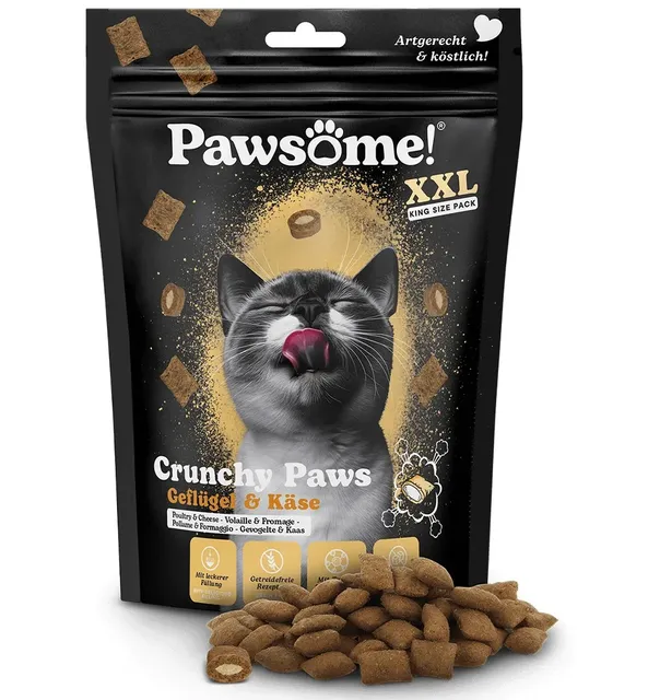 Pawsome! Crunchy Paws kassimaius, krõbedad padjakesed kanaliha ja juustu täidisega