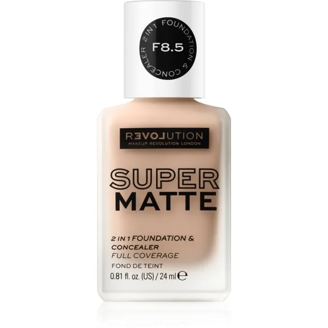 Revolution Relove Super Matte Foundation Kauapüsiv matistav jumestuskreem varjund F8.5 24 ml
