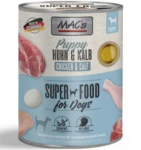 MAC's konserv kutsikale KANA- ja VASIKALIHAGA (98% liha) teraviljavaba (Superfood MAC's Dog Chicken & Calf)