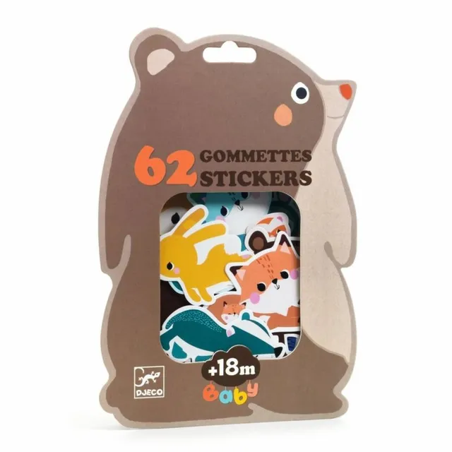 DJECO Forest Animals Baby Stickers kleebised 18m+ 62 tk