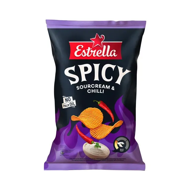 Kartulikrõpsud Spicy Hapukoore-tšillimaitselised, ESTRELLA, 115 g
