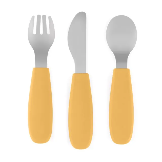 Petite&Mars Take&Match Stainless Steel Cutlery Set söögiriistad lastele Ochre 12m+ 3 tk