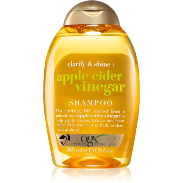 OGX Apple Cider Vinegar Puhastav šampoon säravate ja pehmete juuste jaoks 385 ml