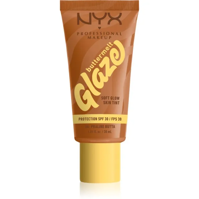 NYX Professional Makeup Buttermelt Glaze Tooniv ja sära andev vedelik SPF 30 varjund 06 Praline Butta ml