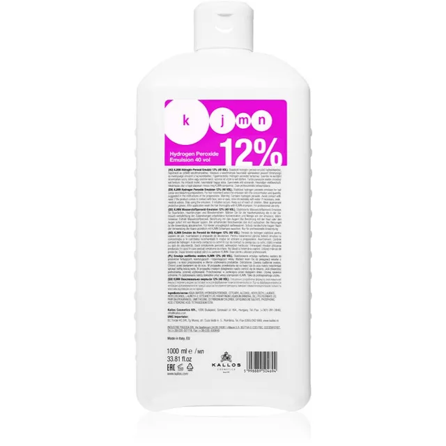Kallos KJMN Professional Hydrogen Peroxide Aktiveeriv emulsioon 12% 40 vol. professionaalseks kasutamiseks 1000 ml