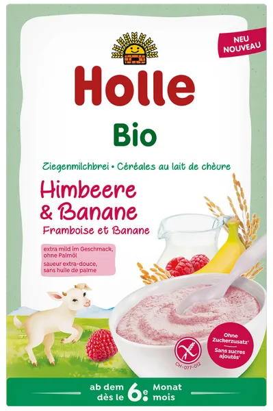 Piimapuder vaarikate ja banaanidega beebidele alates 6 kuud, mahe