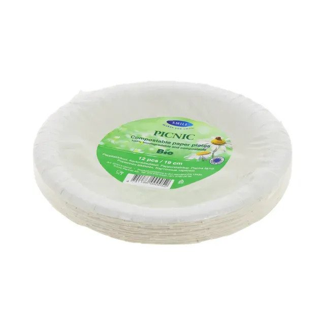 Papptaldrikud 19cm, SMILE, 12 tk
