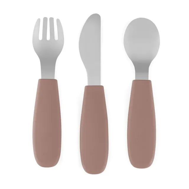 Petite&Mars Take&Match Stainless Steel Cutlery Set söögiriistad lastele Velvet Latte 12m+ 3 tk