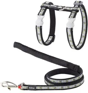 Traksid ja jalutusrihm kassile, disainmustriga Bumble Bee Black (Red Dingo)