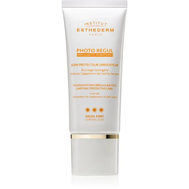 Institut Esthederm Photo Regul Pigmentation Irregularities Unifying Protective Care Ühtlustav hooldus hüperpigmentatsiooniga nahale tugev päikesekaits