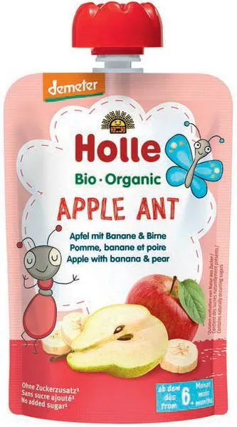 Õuna-, banaani- ja pirnipüree APPLE ANT, beebidele alates 6. elukuust, biodünaamiline