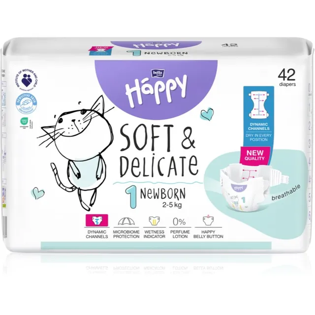 BELLA Baby Happy Soft&Delicate ühekordsed mähkmed kanalitega Newborn 2-5 kg 42 tk