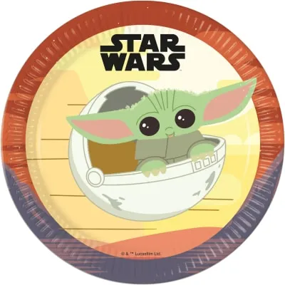 Ühekordne taldrik "Baby Yoda" 23cm 8tk