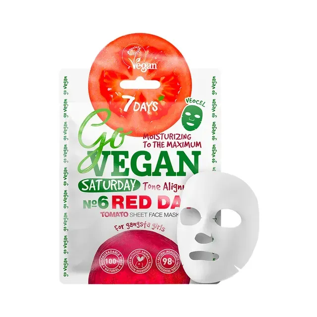 Näomask Govegan Laupäev Tomato Red Day, 7DAYS, 1tk