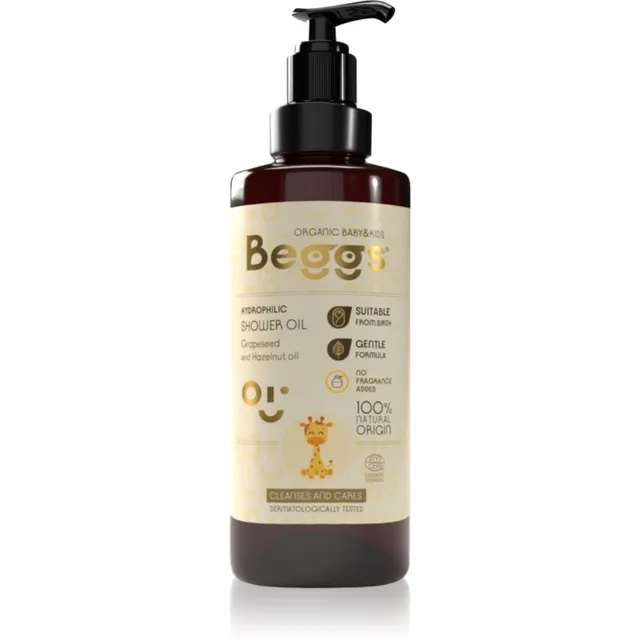 Beggs Organic Baby & Kids Hydrophilic Shower Oil Puhastusõli lastele sünnist alates 200 ml