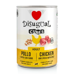Disugual Cubes kana, speck singi ja speltaga koerakonserv 150g