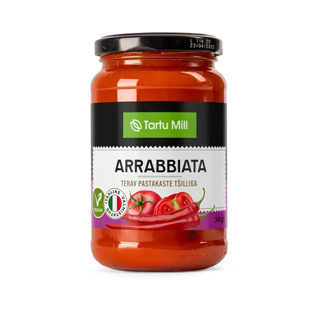 Arrabbiata terav pastakaste tšilliga, vegan, TARTU MILL, 340 g