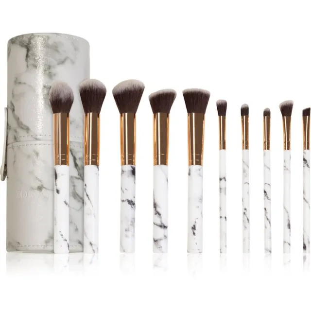 Zoë Ayla Makeup Brush Set Marble 10 Piece Meigipintslite komplekt koos kotiga