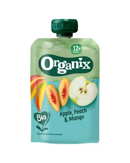 Organix õuna-virsiku-mangopüree 12k 100g