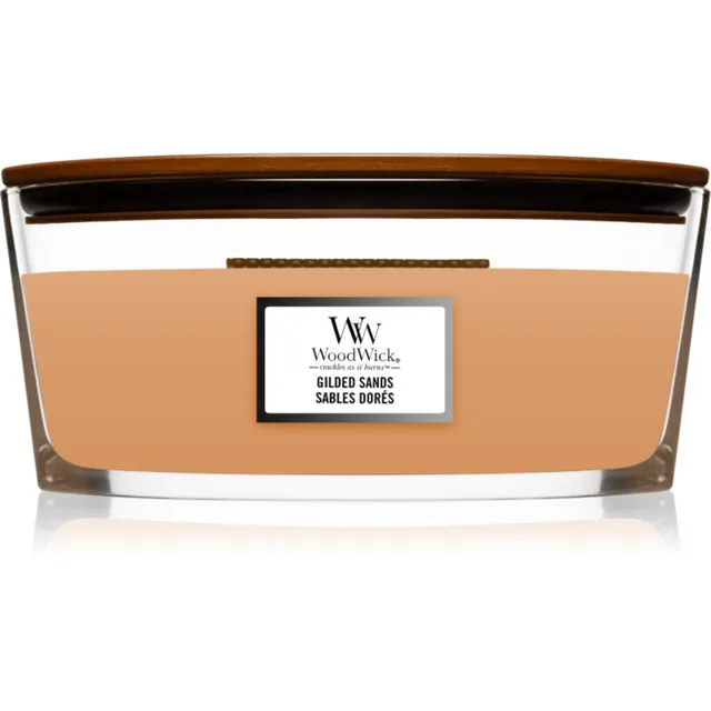 Woodwick Gilded Sands lõhnaküünal puidust taht (hearthwick) 453 g