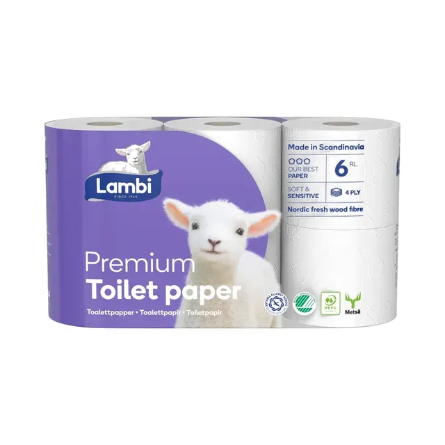 Tualettpaber Premium 4 kihiline, LAMBI, 6 rl