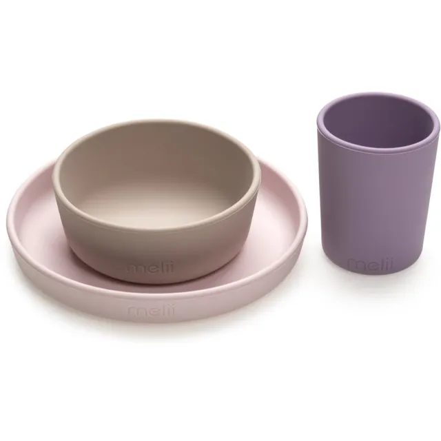 Melii Feeding Set söögiriistade komplekt Pink, Purple, Grey 3 tk