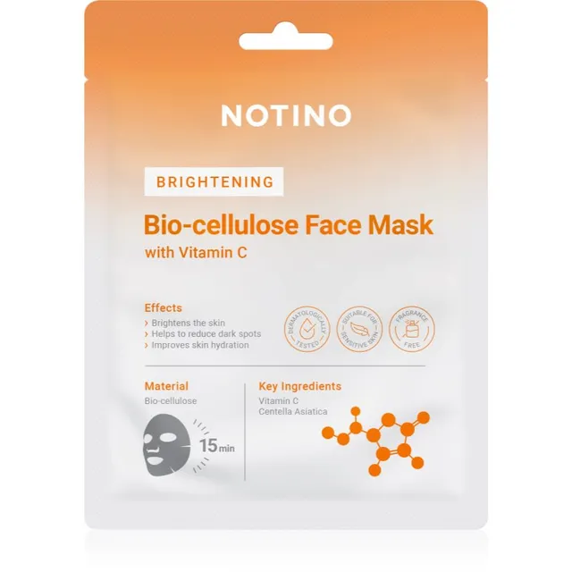 Notino Brightening Bio-Cellulose Face Mask with Vitamin C Kirgastav näo lehtmask 25 g