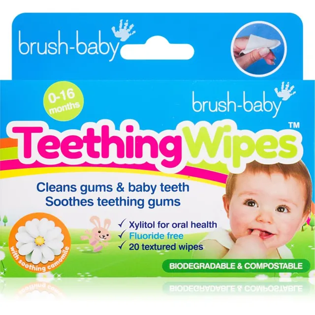 Brush Baby Applemint salvrätikud hammastele lastele 20 tk
