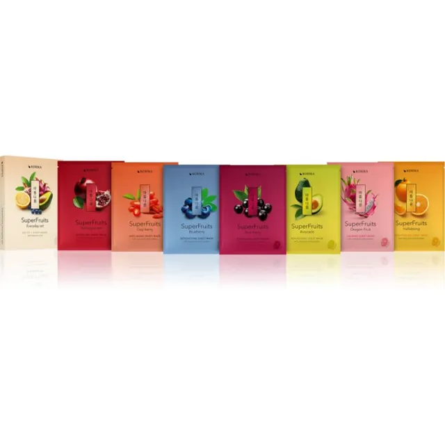 KORIKA SuperFruits Everyday Set of 7 Face Sheet Masks Näomaskide komplekt 7x25 g