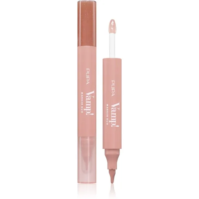 PUPA Milano Vamp! Lip Marker Duo Huulekorrektor sära andev varjund 001 Watery Nude 1.4 ml