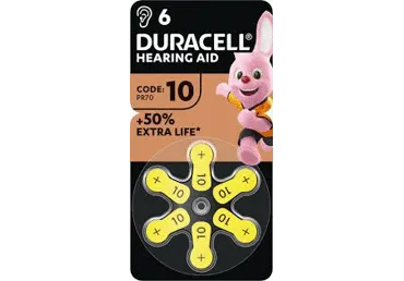 Kuuldeaparaad.patar.DURACELL 10 PR70 6tk